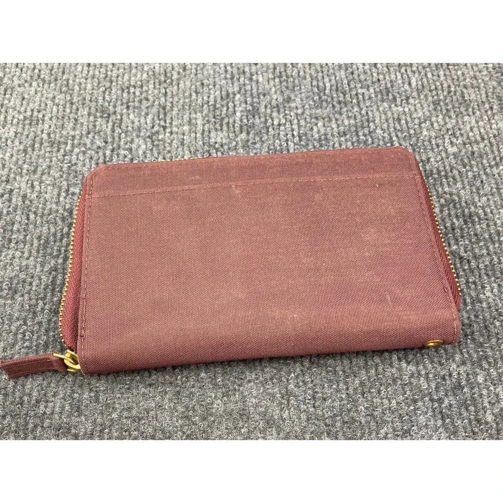 Carhartt Burgundy Canvas Zip Around Organizer Wallet with ID Window and Grommet